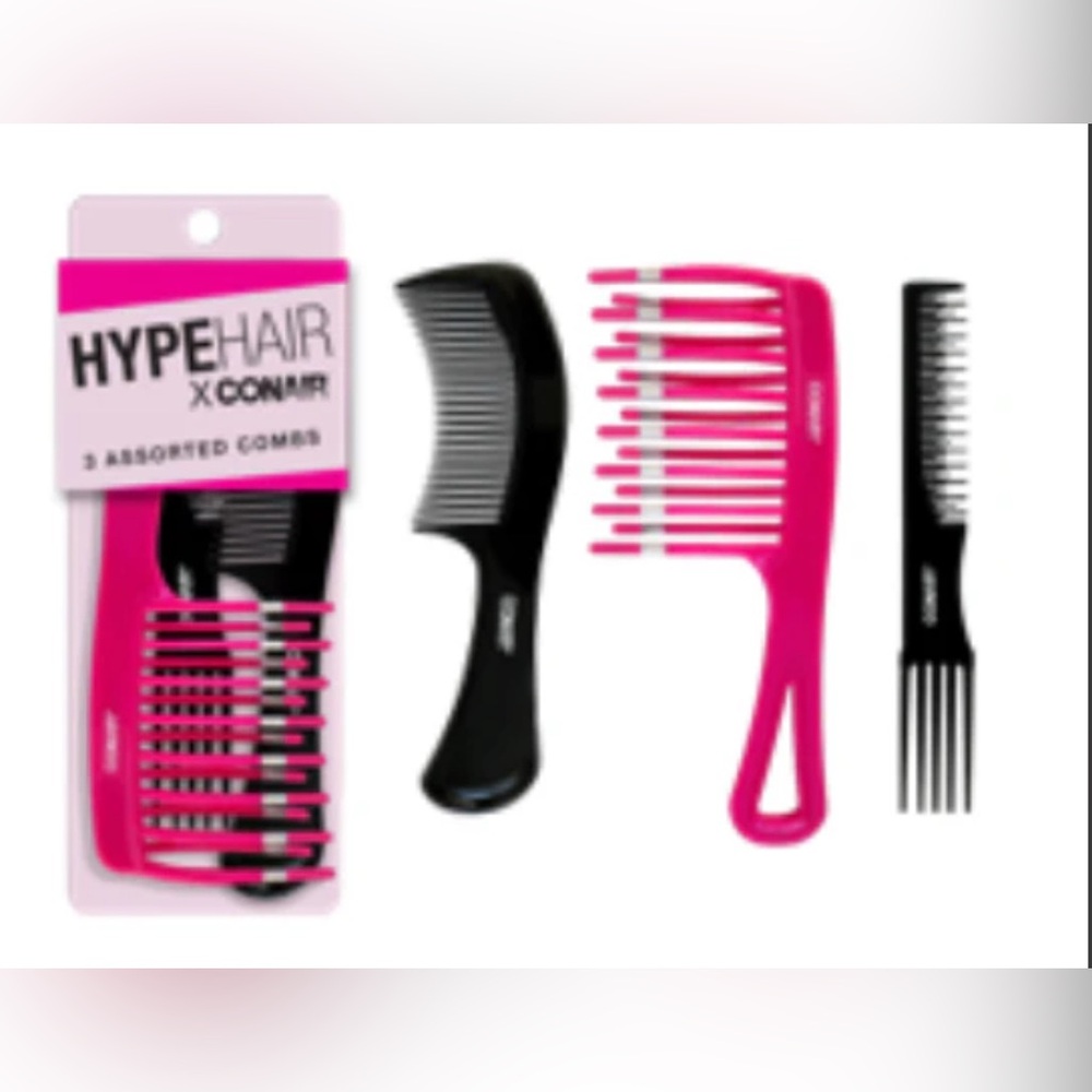 Hype Hair Assorted Combs - Pink and Black